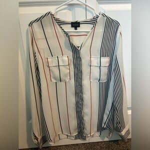 Who What Wear Multicolor Striped Blouse